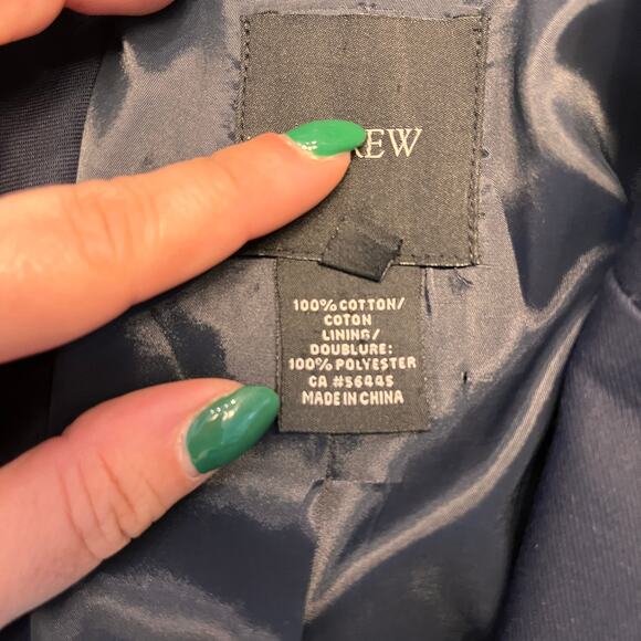 J.Crew Superfine Cotton Two Button Navy Blazer Size 0 - Picture 4 of 7